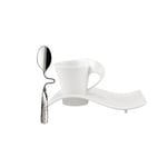 Villeroy & Boch NewWave Café Espresso Set, 3 pieces, Premium Porcelain, White