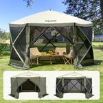 VEVOR Tonnelle Pop-up, 3,66x3,66 m, Tente à moustiquaire escamotable polygone à 6 côtés, abri Solaire à réglage Rapide avec 6 Toiles Coupe-Vent Amovibles, fenêtres en Maille, Sac de Transport, Vert