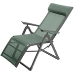 Fauteuil de jardin inclinable Decima vert olive & graphite 8 positions en aluminium traité époxy - Hespéride