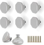 8 Pièces Bouton De Meuble Porcelaine, Conception Hexagonale Boutons De Portes Pour Placards Avec Vis, Facile Saisir Poignée Meuble, Pour Tiroirs, Armoire, Portes