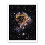 Artery8 Hubble Space Telescope Image Colourful Sheets Of Debris From The Stellar Explosion Of N 49 DEM L 190 Supernova Remnant Artwork Framed Wall Art Print 18X24 Inch