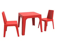 RESOL Set Julieta: Table et 2 chaises pour Enfants. Meubles pour Enfants pour extérieur ou intérieur. pour Jardin, Patio, Balcon ou terrasse - 1 Table + 2 chaises Rouge