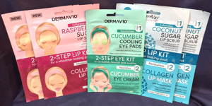 5 x DERMA V10 VEGAN  Nourishing & Revitalising Face Eye Lip Cream, Scrub & Pads