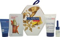 Clarins Men Gift Set 30ml Active Face Wash + 12ml Super Moisture Balm + 3ml Shave + Beard Oil