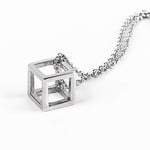 Retro Silver Color Rubik’s Cube Geometric Pendentif Collier pour hommes Punk Fashion Cool Colliers Stainless Steel Male Jewelry 24''