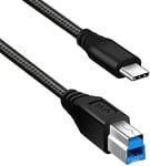 Cable d'imprimante USB 3.0 de type C vers B male - 5 Gbit/s - Super rapide - Cable de de donn¿¿es USB 3.0 pour imprimante, scanner, piano ¿¿lectronique de type C vers USB 3.0