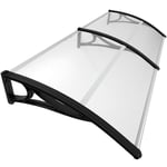 VOUNOT Auvent de Porte d'entrée Toit Marquise en Polycarbonate Porte Résistante Toit Abri Protection Contre La Pluie et UV Transparent 200x80cm Noir