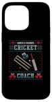 Coque pour iPhone 14 Pro Max Pull de Noël moche pour entraîneur de cricket préféré du Père Noël