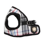 Puppia Junior - Harnais Petit Chien à Carreaux - Gilet Souple - Convient également aux Chiots - Harnais Anti Traction pour Chien, Noir, S