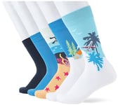 JACK & JONES Men's Jacvacay Socks 5 Pack, Palace Blue/Pack:Skylight-Splish Splash-Palace Blue-Navy Blazer, One Size