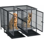 Cage Chien Grande Taille Métal: Caisse pour 2 Grand Chiens Intérieur xxl Amovible Enclos Chien Extérieur 130x100x100cm