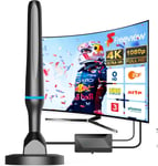 Antenne TV Intérieure Puissante TNT HD, 2024 le plus récent Antenne TV Intérieur avec Amplificateur de Signal à Gain Élevé, Réception Longue Portée à 360 avec Base Magnétique Solide pour,Antennes TNT