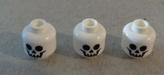 Lego Minifigure Skeleton head White x3