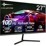 Minifire Écran PC 27 Pouces ，IPS, 1msVRB, Built-in Speakers, FHD，FreeSync, 16:9，BlueLightShield, HDMI DP USB-C Ports, Protection oculaire，sRGB110%, 300 Nits, VESA -Noir MF27X3