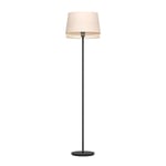 Eglo Lampadaire Tabley, luminaire intérieur à pied, lampe de salon en métal noir avec abat-jour en bamboe et lin, éclairage avec douille E27, 150 cm