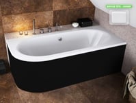 Baignoire d'angle - avec tablier noir Mat et repose tête offert - AVITA - 180 x 80 cm - Droite