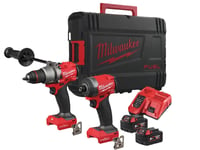 Milwaukee M18 ONEPP2A3-502X 18V 2x5Ah Percussion Drill Impact Driver Twin Kit