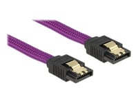 Delock Premium - Sata-Kabel - Serial Ata 150/300/600 - Sata (Hane) Till Sata (Hane) - 1 M - Sprintlåsning - Lila