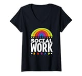 Womens Social Work Squad Rainbow Colors Social Workers V-Neck T-Shirt