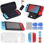 16 En 1 Accessoires Pour Nintendo Switch, Étuis Pour Nintendo Switch Avec Protection Écran Transparentes Hd|Protection En Silicone Pour Joy-Con|Thumb Grip|Deluxe Housse Pour Nintendo Switch