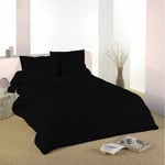 Univers Decor - Housse de couette Noir 240 x 220 cm / 100% Coton / 57 Fils/cm² pour lit 2 places