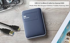 USB 3.0 -kaapeli Western Digital-/WD-/Seagate-/Clickfree-/Toshiba-/Samsung-kannettavalle kiintolevylle - USB 3.0 A/Micro-B -kaapeli (1 m)