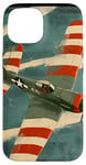 Coque pour iPhone 15 Vert abstrait rayé vintage WWII Flying P40 Tiger Warbird