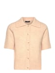 Mango Short-Sleeved Cardigan With Shirt Collar Beige