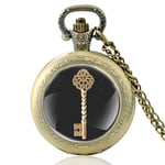 DSHUJC Pocket Watch, Retro Classic Steam Punk Key Vintage Quartz Pocket Watch Men Women Glass Dome Charm Pendant Necklace Hours Clock Gifts