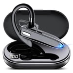 EUQQ Bluetooth Single wireless Headset Handsfree Earpiece for phone, V5.3 in-Ear Headphone with Microphone,USB-C Charge, Waterproof Earphones for Driving/Business/Office with Android/iOS，Laptop