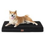 Bedsure Large Dog Bed Washable - Orthopedic Dog Pillow and Mattress Mat for Dog Crate with Removable Plush Sherpa Cover, Black, 91x69x7.6cm