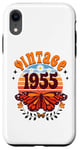Coque pour iPhone XR 70 Ans Année 1955 Papillon Femme 70eme Anniversaire 1955