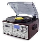 ZHIRCEKE Vinyl Platinum for Bluetooth Vinyl Disk Player, CD Platinum, Cassette, AM/FM Radio Auxiliary Input, USB Port SD Encoding, Remote Control,A