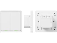 Tesla Smart Switch Dual, Trådlös, Wi-Fi, Vit, 2 Kanaler, 1500 W, Vägg