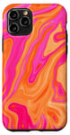 Coque pour iPhone 11 Pro Motif tendance en forme de marbre rose et orange
