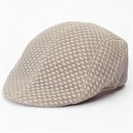 ZYM Été Unisexe Hommes Femmes Soleil Maille béret Casquette Gavroche Golf Cabbie Chapeau à Pointe Plate bérets Respirants-Beige