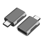 Eono Adaptateur USB C vers USB, Lot de 2 Adaptateur USB Type-C vers USB, Adaptateur Thunderbolt 3 vers USB Femelle OTG Compatible avec MacBook Pro/Air, iMac iPad Mini 6, Gris