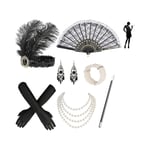 1920 Set Great Gatsby Accessoarer Set Festkostymer Kvinnor Med Klaff Pannband Handskar Pärlhalsband Örhängen För Ha Style 1