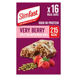 SlimFast Tasty Balanced Meal Bar, Low Calorie Replacement Bars for Weight Loss and Diet, High Protein, Healthy Snacks for Adults with 23 Vitamins and Minerals, Very Berry Flavour, Multipack, 16 x 60 g