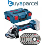 Bosch GWX 18V-7 X-LOCK 18v 115mm Brushless Angle Grinder Bare LBOXX + 6 Discs