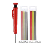 Set B Refill x 2 Jeu de crayons de menuisier solide pour la Construction, taille-crayon mécanique intégré pour trous profonds avec recharges, marqueur pour le travail du bois ""Nipseyteko