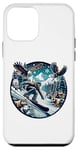 Coque pour iPhone 12 mini Montagnes enneigées Snowboard Animaux