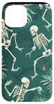 Coque pour iPhone 15 Vert Art Déco Squelettes Tropical Dancing Night Sky