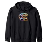 Colorful Line Art Vintage Telephone Landline Dial Zip Hoodie