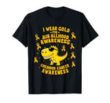 I Wear Gold for Childhood Cancer Awareness Dino Design T-Shirt