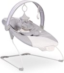 Cozy Bounce Baby Bouncer Linen Collection Adjustable Harness Detachable Toy Bar