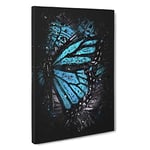 The Blue Butterfly Effect Paint Splash Canvas Print for Living Room Bedroom Home Office Décor, Wall Art Picture Ready to Hang, 30 x 20 Inch (76 x 50 cm)