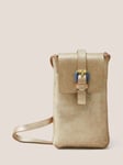 White Stuff Leather Crossbody Phone Bag, Gold