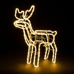 CHRISTOW Christmas Reindeer Light Up Outdoor Decoration, Energy Efficient Warm White LED Rope Light, Garden Silhouette, Mains Powered (73cm x 66cm x 34cm)