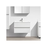 Meuble salle de bain design simple vasque siena largeur 80 cm blanc laqué - Blanc